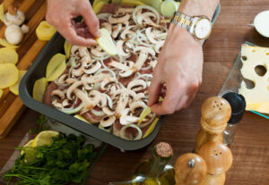 Crispy Air Fryer Mushrooms on a Serving Plate