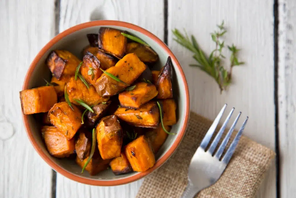 crispy air fryer sweet potato cubes