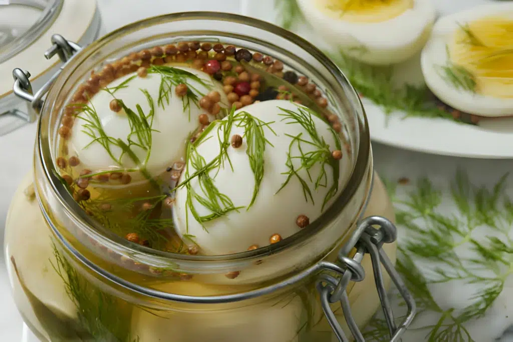 Jar of Spicy Pickled Eggs